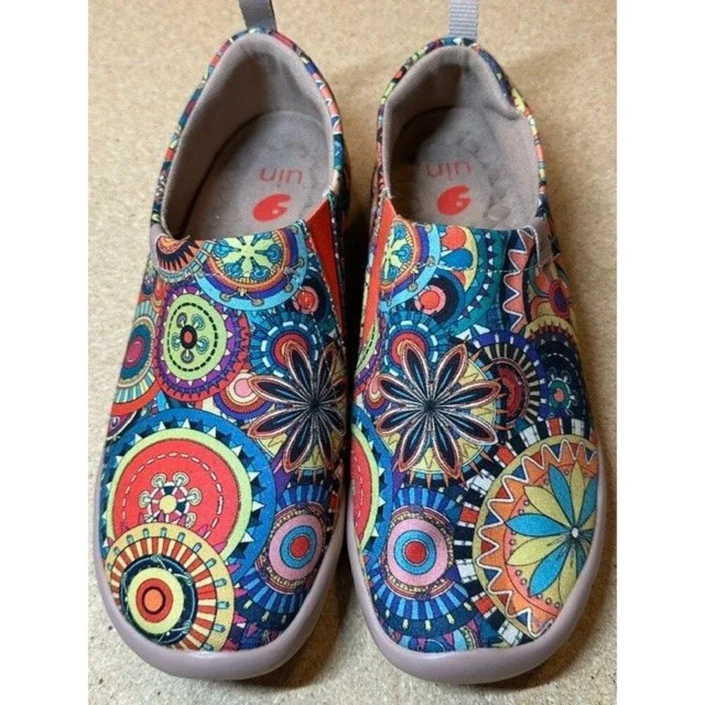NWOB- UIN Toledo Canvas Slip On Shoes Women's Sz 7 Multicolor Mandala Paisley